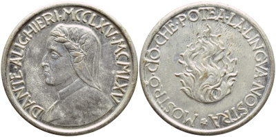 ИТАЛИЯ ЖЕТОН ND ДАНТЕ АЛИШЕРИ белый металл 4398-821