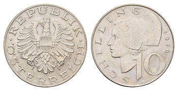Австрия 10 шиллингов 1976 KM 2918 медно-никель UNC 4671-1042