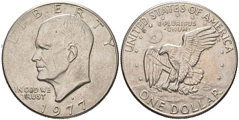 США 1 доллар 1977 D, Эйзенхауэра KM 203 медь плакированная медно-никелем 4368-832