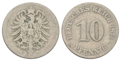 Германия 10 пфеннигов 1874 C KM 4, J. 4 медно-никель 4701-1058