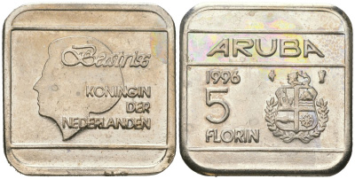 Аруба 5 флоринов 1996 Беатрикс (1980-2013) KM 12 стал плакированная никелем 4619-442