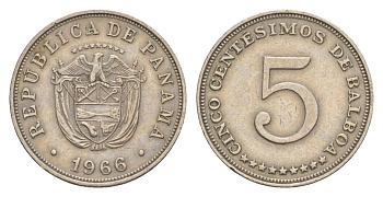 Панама 5 сентесимо 1966 KM 23.2 медно-никель 4649-833