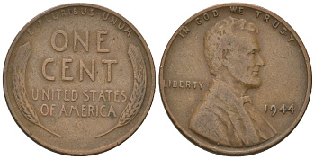 США 1 цент 1944 Линкольн KM A132 латунь 4567-666