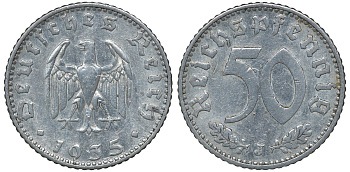 Германия 50 рейхспфеннигов 1935 J KM 87, J.368 алюминий 72-1246