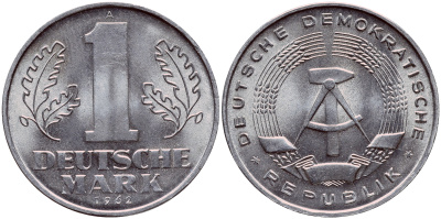 ГДР 1 МАРКА 1962 А KM 13 алюминий aUNC 1523-211