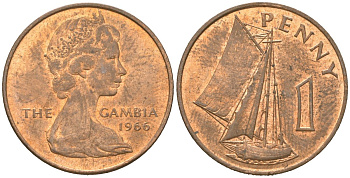 Гамбия 1 пенни 1966 KM 1 бронза 4121-952