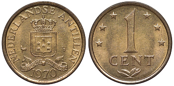 Нидерландские Антилы 1 цент 1970 Юлиана (1948-1980) KM 8 бронза UNC 4118-853