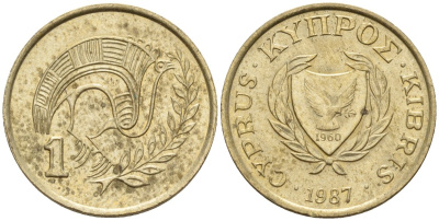 Кипр 1 цент 1987 KM 53.2 никель латунь 4174-1124