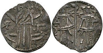 Второе Болгарское Царство грош 1331 - 1371 Иван Александр, благословляющий Христос / Иван Александр и Михаил Асен IV, Youroukova/Penchev 74-80 серебро 00-000-00