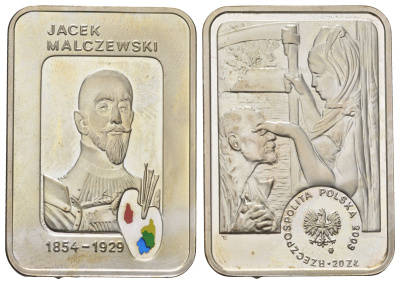 Польша 20 злотых 2003 MW,художники Польши 19-20 века - Яцек Мальчевский Y 478 серебро PROOF 11-078-32
