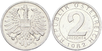 Австрия 2 гроша 1982 KM 2876 алюминий aUNC 4613-1154