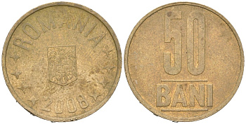 Румыния 50 бань (бани) 2008 KM 192 никель латунь 4616-1127