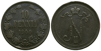 РОССИЯ ДЛЯ ФИНЛЯНДИИ 10 ПЕННИ 1900 Биткин 428 медь 4381-114
