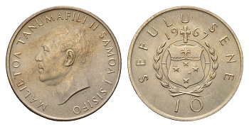 Самоа 10 сене 1967 год-тип KM 4 медно-никель UNC 4678-734