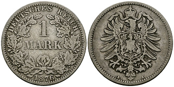 Германия 1 марка 1876 A KM 7 серебро 4172-415
