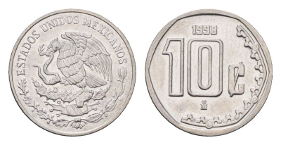 Мексика 10 сентаво 1998 KM 547 нержавеющая сталь UNC 4684-1252