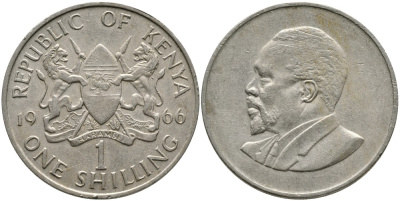 Кения 1 шиллинг 1966 Джомо Кениата KM 5 медно-никель 4529-952