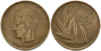 Бельгия 20 франков 1980 Belgie, Бодуэн I (1951-1993) KM 160 никель бронза 4599-145