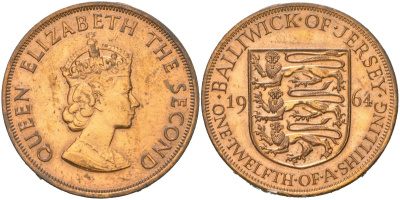 Джерси 1/12 шиллинга 1961 KM 21 бронза 4389-523