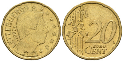 Люксембург 20 евроцентов 2002 KM 79 нордик 4148-726