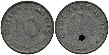 Германия 10 рейхспфеннигов 1940 A KM 101, J. 371 цинк 113-646
