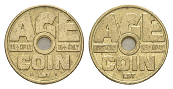 Нидерланды жетон для продажи сигарет (бесплатно выдавался клиентам кафе и ресторанов в возрасте от 16 лет) 2004 диаметр 20,4 мм, вес 5,9 гр никель латунь 4613-649