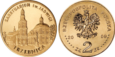 Польша 2 злотых 2009 MW, серия города Польши, Тшебница (Trzebnica) KM 711 нордик UNC 4676-612