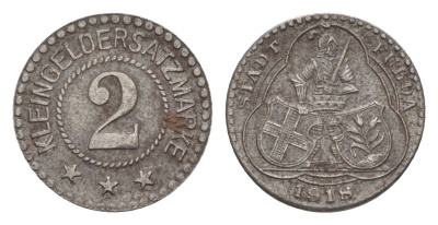 Фульда 2 пфеннига 1918 Funck 146.6A железо 4580-534