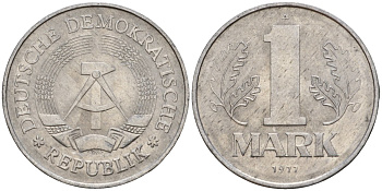 ГДР 1 марка 1977 A KM 35.2 алюминий 4601-514