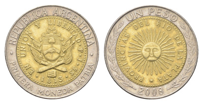 Аргентина 1 песо 2008 KM 112 биметалл 4663-841