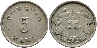 Румыния 5 бани 1900 Кароль I (1881-1914) KM 28 медно-никель 4387-731