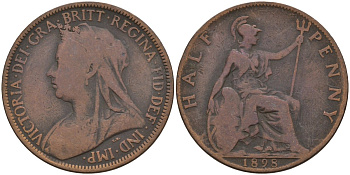 Великобритания 1/2 пенни 1898 Виктория (1837-1901) KM 789, Spink 3962 4146-113