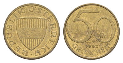 Австрия 50 грошей 1993 KM 2885 алюминиевая бронза UNC 4124-668