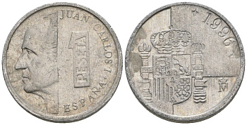 Испания 1 песета 1996 M, Хуан Карлос I (1975-2014) KM 832 алюминий 4602-1164