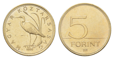 Венгрия 5 форинтов 1999 KM 694 никель латунь UNC 4649-368