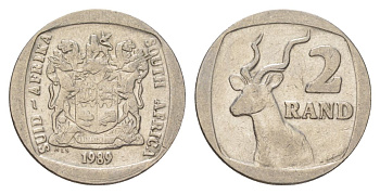 ЮАР 2 ранда 1989 KM 139 медь плакированная никелем 4626-934