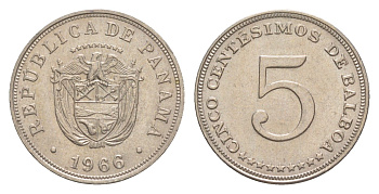 Панама 5 сентесимо 1966 KM 23.2 медно-никель 4643-1267