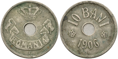 Румыния 10 бани 1906 J, Кароль I (1881-1914) KM 32 медно-никель 93-257
