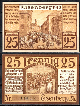 Айзенберг (Тюрингия) 25 пфеннигов 1921 Mehl Grabowski 322.5b бумага UNC (пресс) 7555-57-1-2