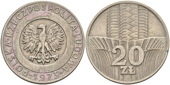 Польша 20 злотых 1973 монетный двор Кремница KM 67, Parchimowicz 245a медно-никель 4111-941
