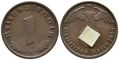 ГЕРМАНИЯ 1 РЕЙХСПФЕННИГ 1939 A KM 89, J. 361 бронза 39-1144