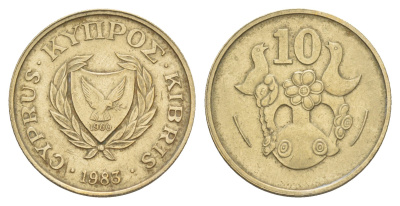 Кипр 10 центов 1983 KM 56.1 никель латунь 4654-316