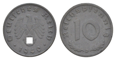 Германия 10 рейхспфеннигов 1940 D KM 101, J. 371 цинк 4647-827