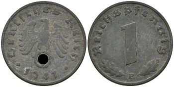 Германия 1 рейхспфенниг 1941 F KM 97 цинк 4169-438