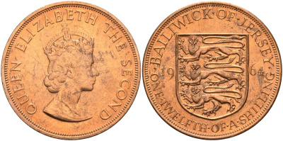 Джерси 1/12 шиллинга 1964 Елизавета II (1952-2022) KM 21 бронза aUNC 4367-243