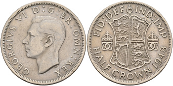 Великобритания 1/2 кроны 1948 Георг VI (1936-1952) KM 866, Spink 4101 медно-никель 4367-122