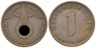 Германия 1 рейхспфенниг 1938 A KM 89, J. 361 бронза 3955-1123