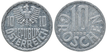 АВСТРИЯ 10 ГРОШЕЙ 1982 KM 2878 алюминий 72-1351