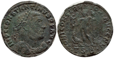 Римская Империя нуммий 312 Константин I Великий IOVI CONSERVATORI AVGG NN Фессалоника Very fine RIC 61b бронза 270-142