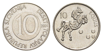 Словения 10 толаров 2004 KM 41 медно-никель UNC 4571-343